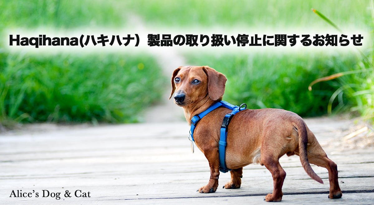 【お知らせ】Haqihana(ハキハナ)製品の取り扱い停止に関するお知らせ - Alice's Dog & Cat
