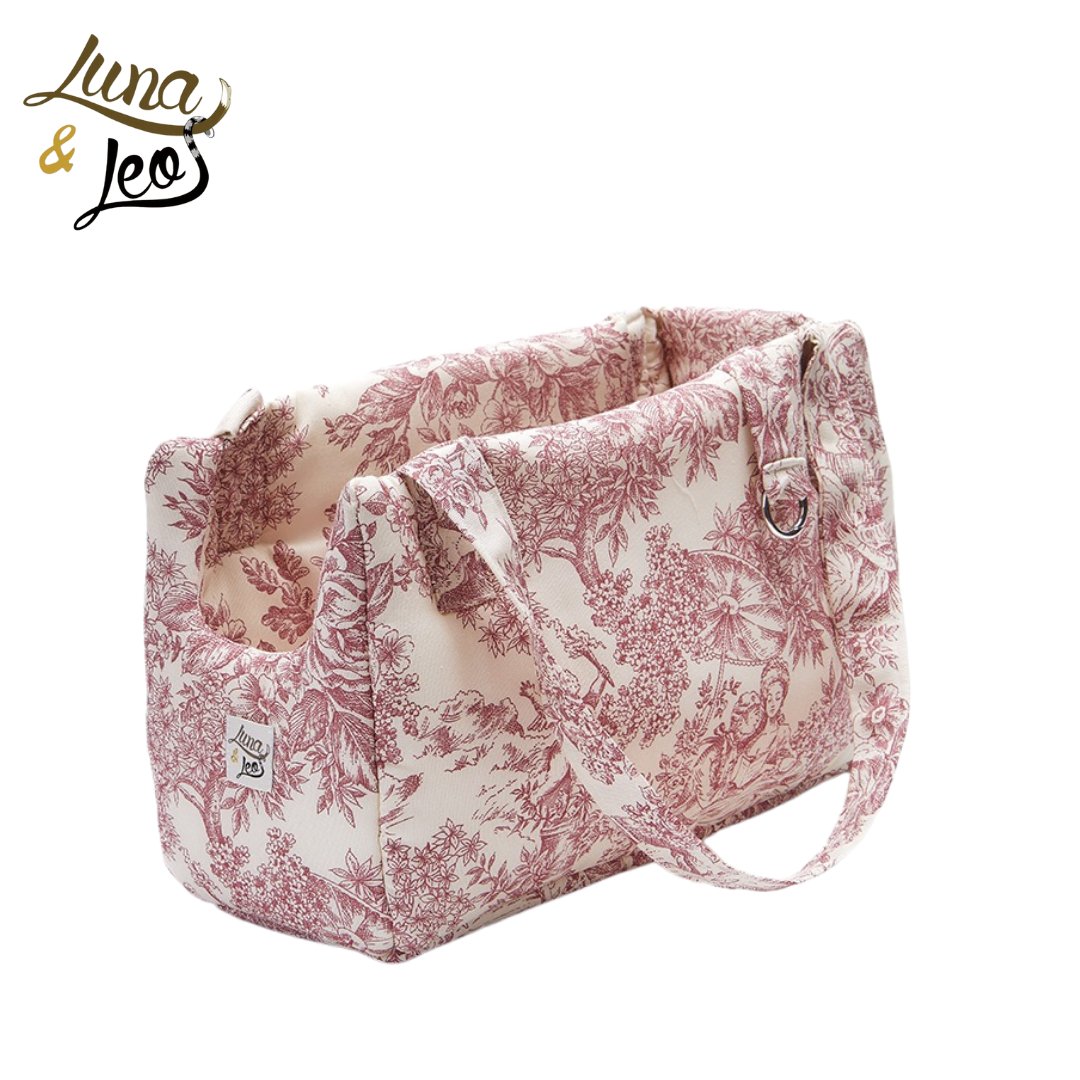 犬猫用 キャリーバッグ Leo & Luna トワルドジュイコレクション|犬用バッグ|犬用トワルドジュイ柄が特徴のLeo & Luna 犬用キャリーバッグ、おしゃれで快適