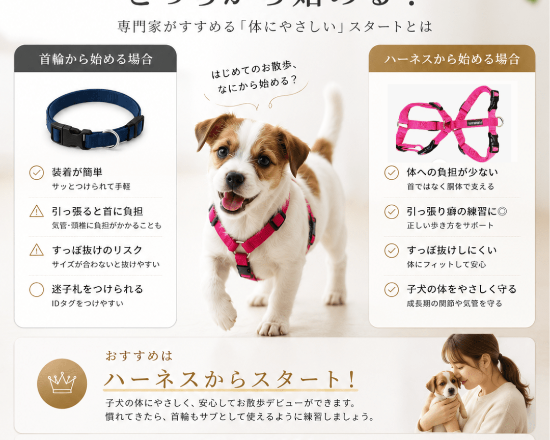 子犬の最初の一着、首輪とハーネスどっちから始める？ - Alice's Dog & Cat