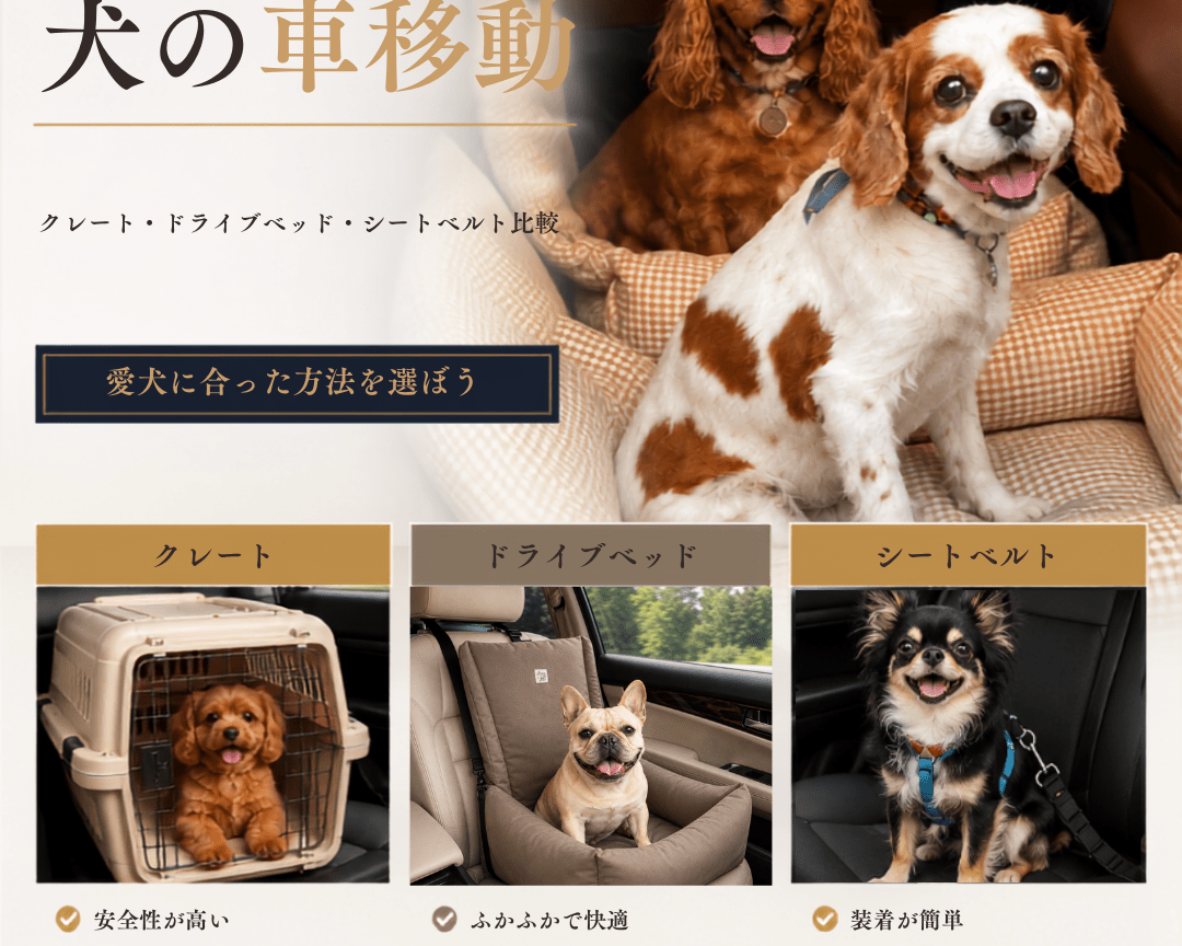 犬の車移動、クレート・ドライブベッド・シートベルト比較 - Alice's Dog & Cat