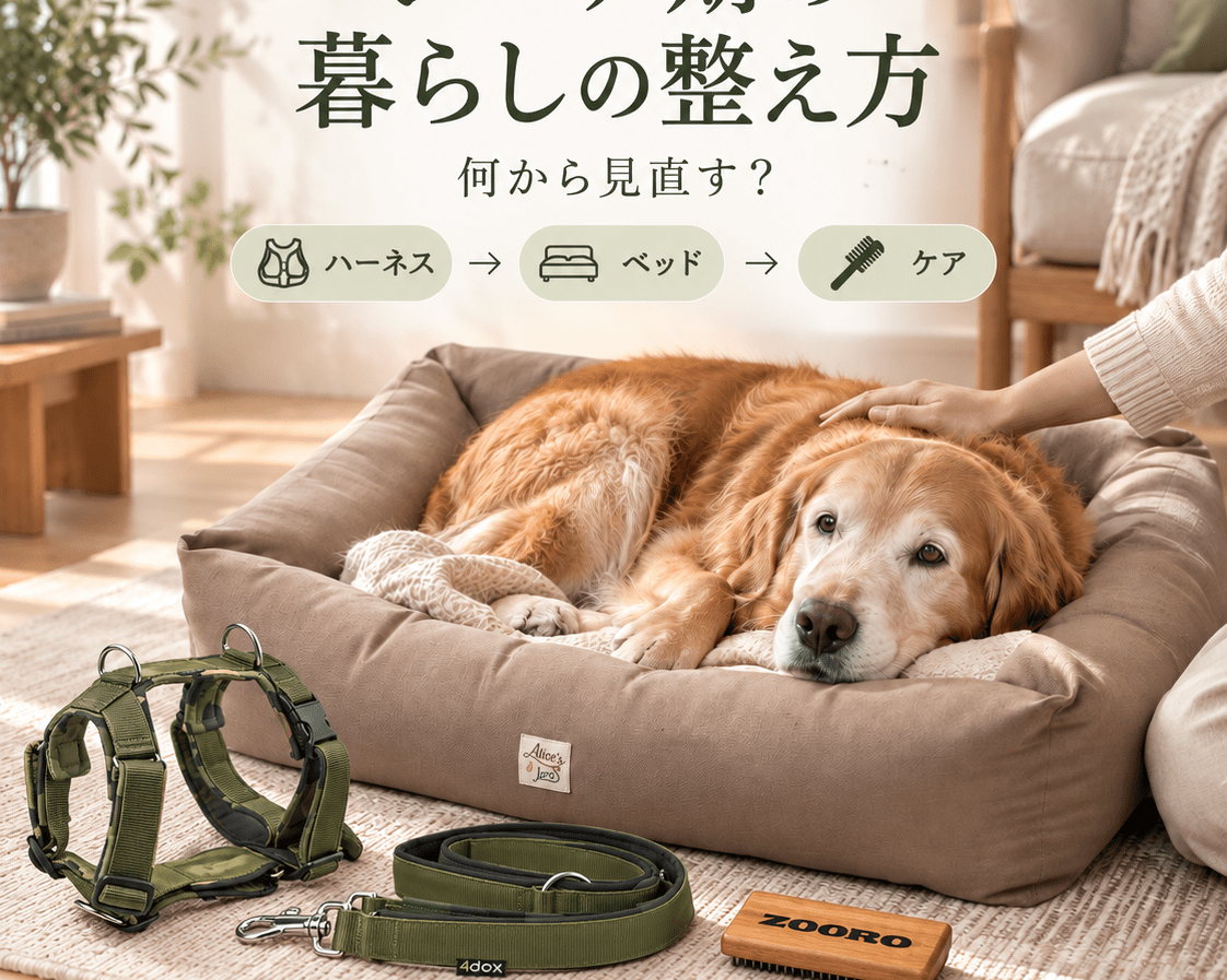 シニア期の暮らしの整え方｜ハーネス・ベッド・ケアの順番 - Alice's Dog & Cat