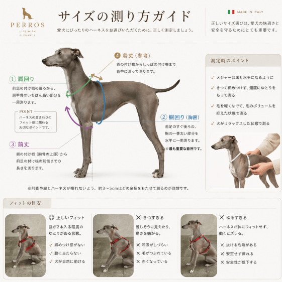 犬用ハーネス＆リード1.2mセット｜幅が揃う・首を通さない イタリア製 PERROS｜ペット用首輪・ハーネス｜スクリーンショット 2026-05-21 165357.png__PID:b600122f-3600-4612-90da-473a75b9a16b