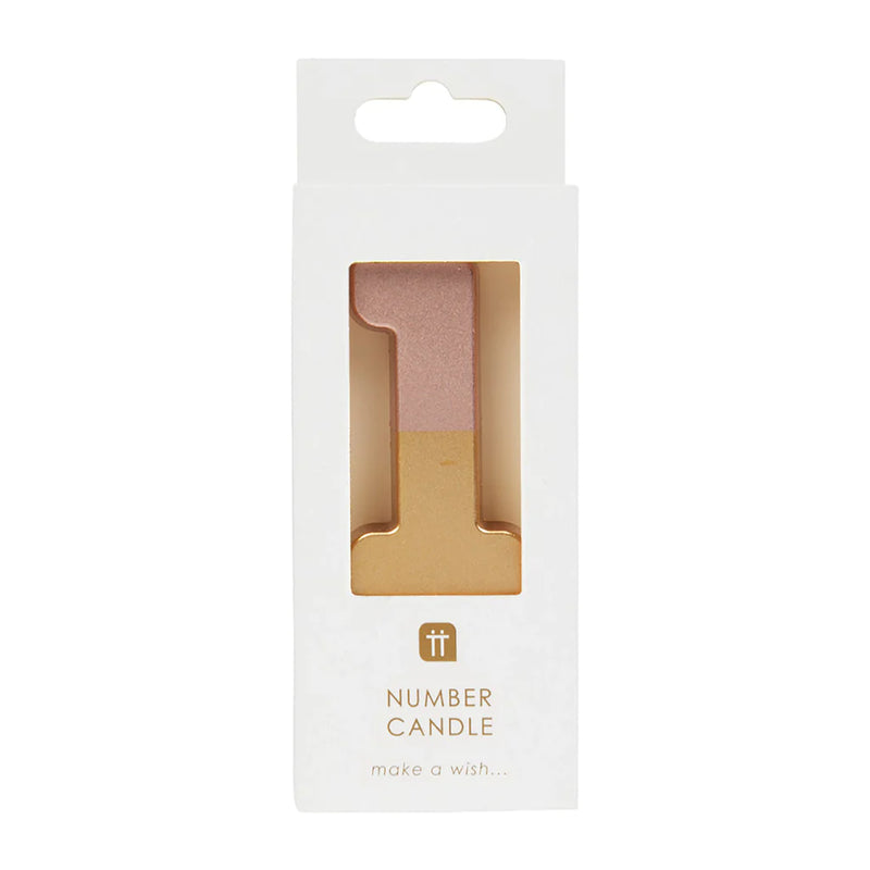 Talking Tables Rose Gold Dipped Number Candle 
