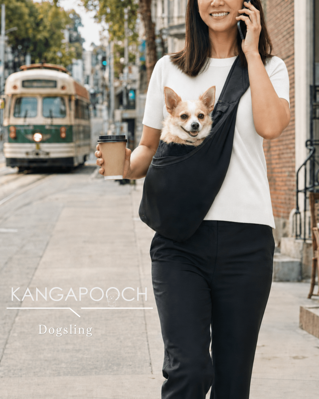 犬用スリング Kangapooch 抱っこ紐 小型犬 電車 通院 飛び出し防止ボタン付｜ドッグスリング｜犬用スリング Kangapooch 抱っこ紐 小型犬 電車 通院 飛び出し防止ボタン付