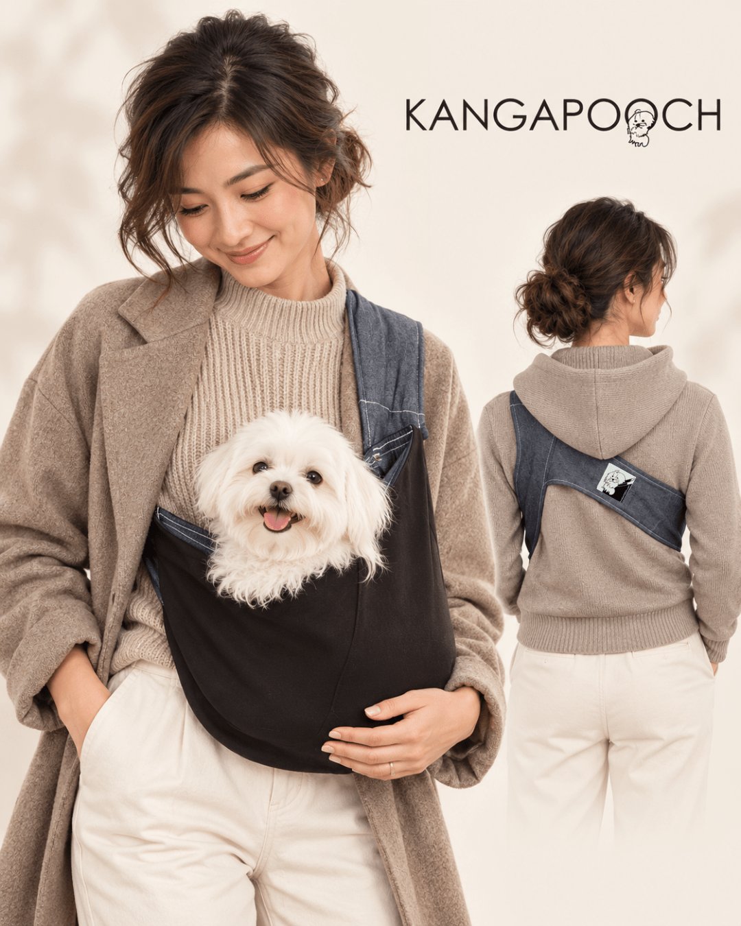 犬用スリング Kangapooch 抱っこ紐 小型犬 電車 通院 飛び出し防止ボタン付｜ドッグスリング｜犬用スリング Kangapooch 抱っこ紐 小型犬 電車 通院 飛び出し防止ボタン付