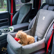 犬用 ドライブ用ベッド プレミアム Leo & Luna - 高級車対応 耐久性抜群｜犬用ドライブ用ベッド｜シートベルトでしっかり固定されたレオエルナ ドライブ用ベッド、安全で快適な犬用ベッド