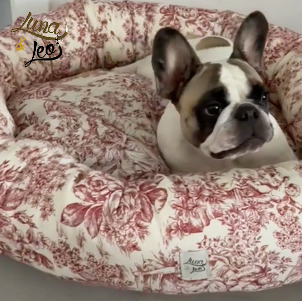 Dog Bed Leo &amp; Luna Leo Elna Pet Bed - Toile de Jouy 