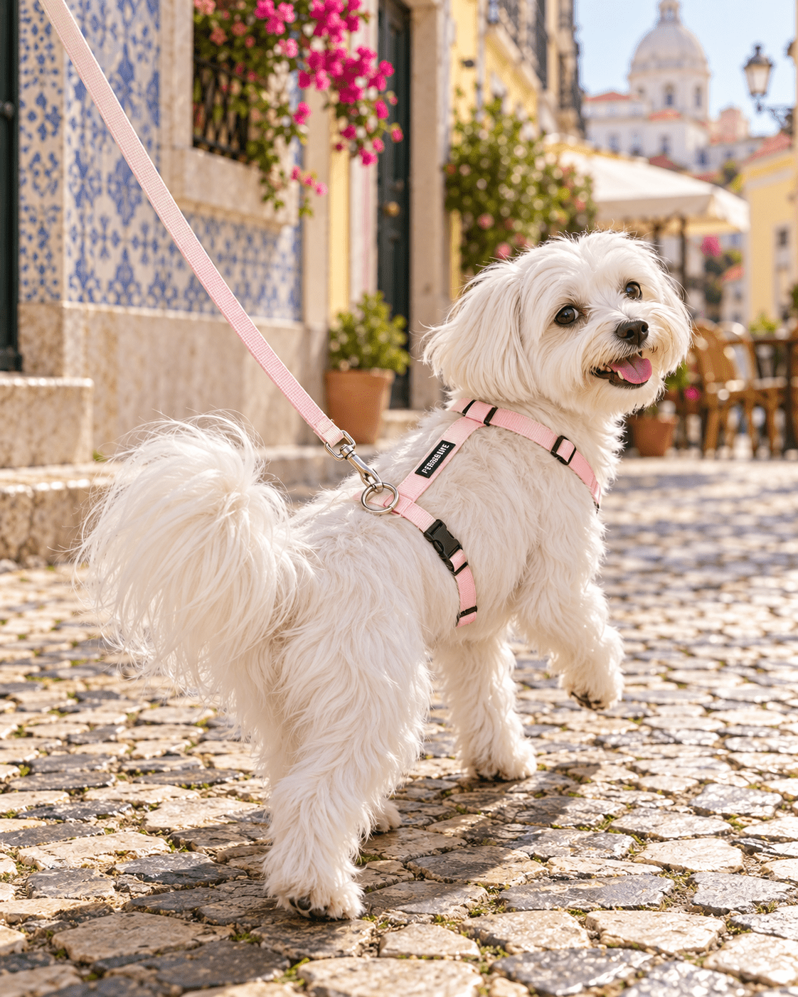 犬用ハーネス PERROS（ペルロス）パウダーピンク｜首を通さないH型・Y型 イタリア製｜犬用ハーネス｜犬用ハーネス PERROS（ペルロス）パウダーピンク｜首を通さないH型・Y型 イタリア製