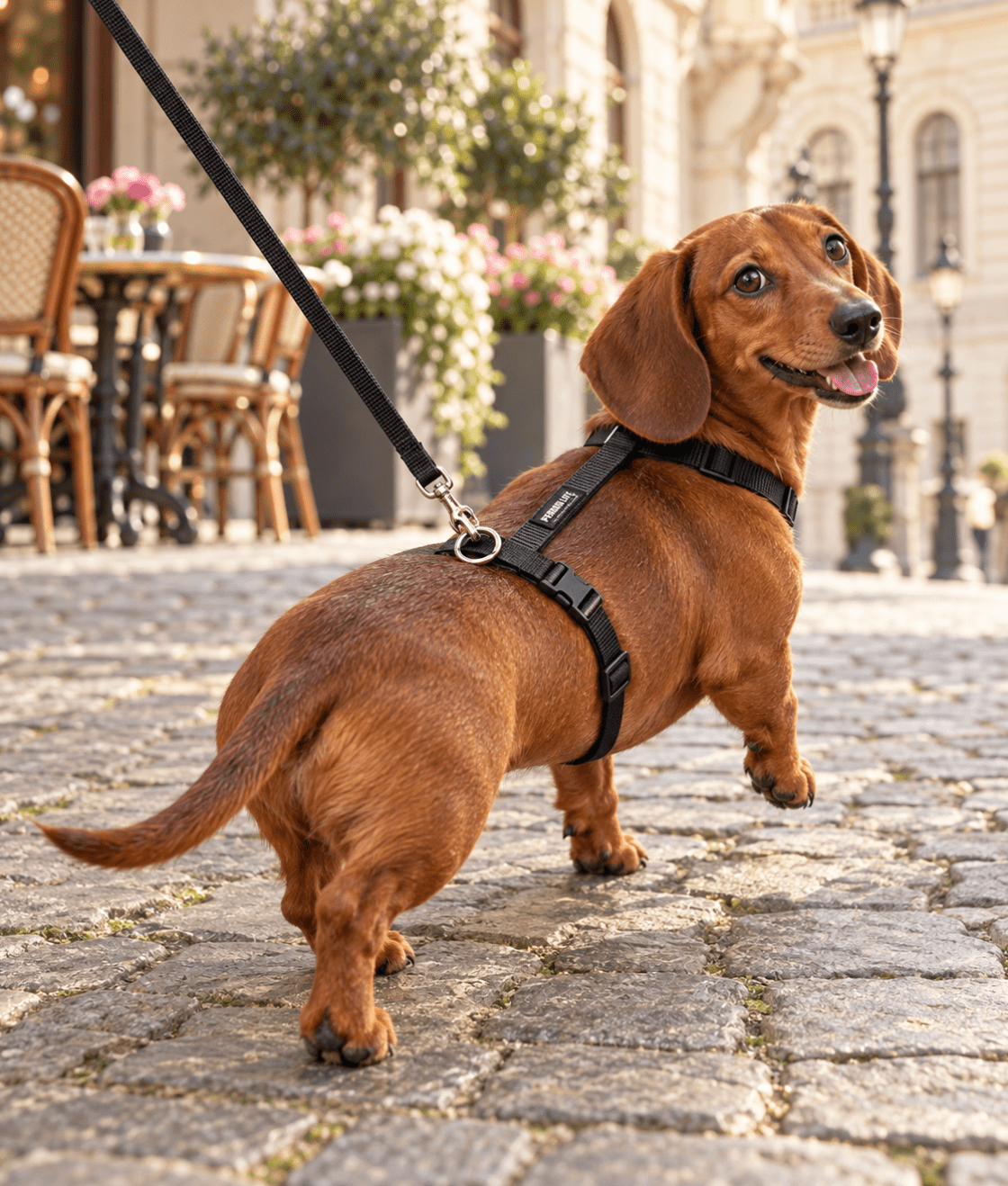犬用ハーネス PERROS（ペルロス）ブラック｜首を通さないH型・Y型 イタリア製｜犬用ハーネス｜犬用ハーネス PERROS（ペルロス）ブラック｜首を通さないH型・Y型 イタリア製